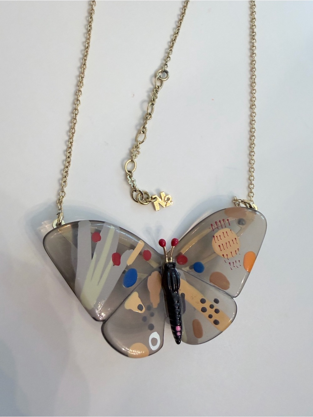 Butterfly Pendant Statement Necklace in Multicolor